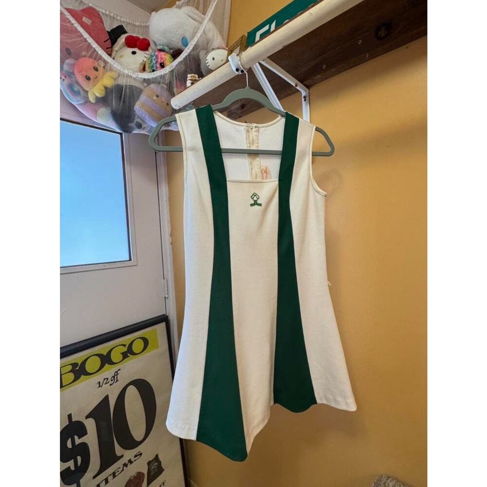1970s Green And White Tennis dress Size 8 Evonne Goolagong